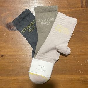 Free People X Hansel From Basel Recycle Earth Socks 3 Pack New
